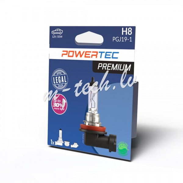 PTPZ20-01B - Żarówka halogenowa POWERTEC PREMIUM H8 12V 35W PGJ19-1 Rīga - foto 1