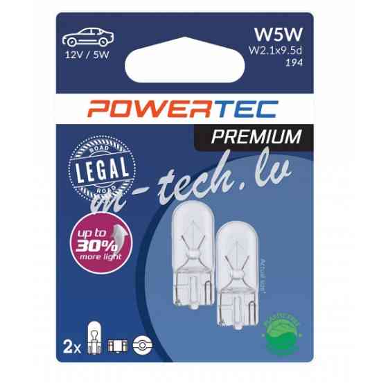 PTPZ12-02B - Żarówka POWERTEC PREMIUM W5W T10 12V 5W W2.1x9.5d Rīga