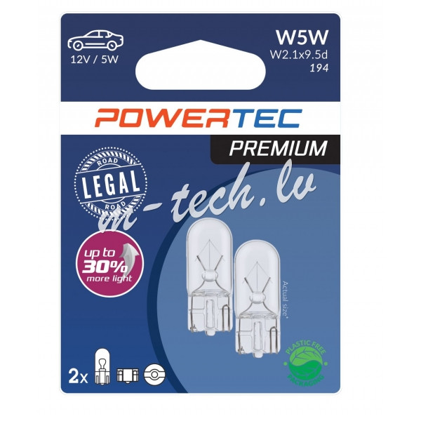 PTPZ12-02B - Żarówka POWERTEC PREMIUM W5W T10 12V 5W W2.1x9.5d Rīga - foto 1