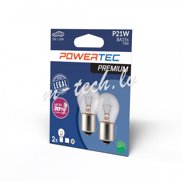 PTPZ14-02B - Żarówka POWERTEC PREMIUM P21W 1156 S25 12V 21W BA15s Rīga - foto 1