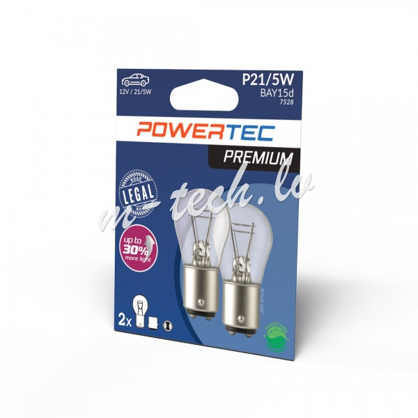 PTPZ15-02B - Żarówka POWERTEC PREMIUM P21/5W 1157 12V 21/5W BAY15d Rīga - foto 1