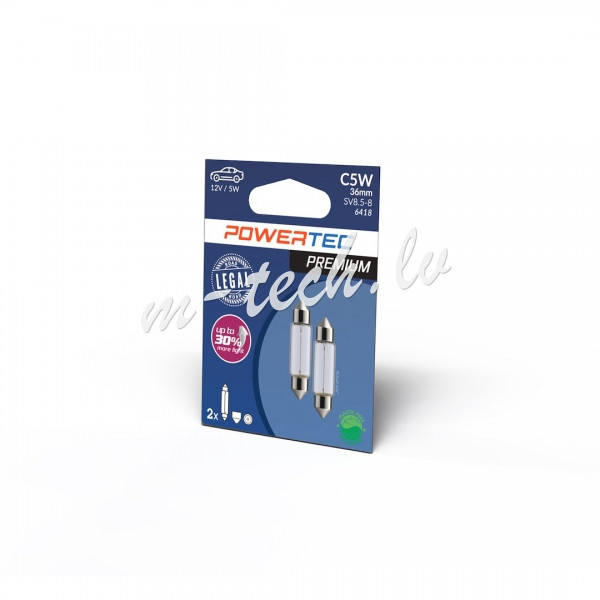 PTPZ33-02B - Żarówka POWERTEC PREMIUM C5W 12V 5W 36mm T11x36 SV8.5 Rīga - foto 1