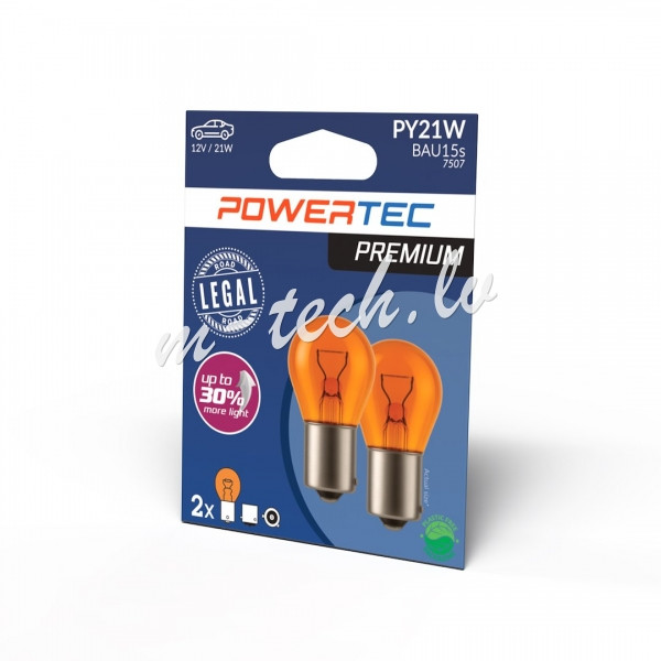 PTPZ36-02B - Żarówka POWERTEC PREMIUM PY21W 12V 21W BAU15s AMBER Rīga - foto 1