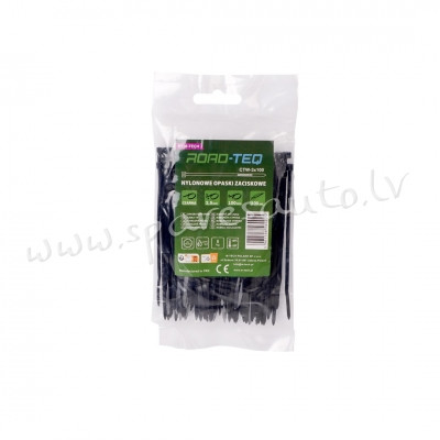 CTB-3X100 - Savilcēji, kabeļu skavas ROAD-TEQ Nylon Cable Ties. size: 2.5x100mm. 100 pcs. black. - K Rīga - foto 1