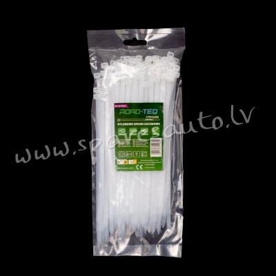 CTW-5X200 - ROAD-TEQ Nylon Cable Ties. size: 4.8x200mm. 100 pcs. white.  Savilcēji, kabeļu skavas -  Rīga - foto 1