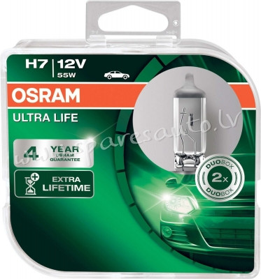 OULT7-DUO - H7 OSRAM DUO BOX H7 Halogen OSRAM ULTRA LIFE 12V 55W 6421OULT-HCB - Spuldzite Osram Komp Rīga - foto 1