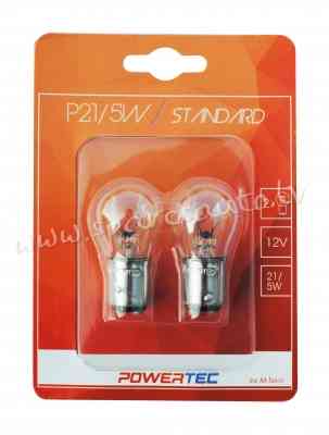 PTZ15-02B - P21/5W Powertec Standard BAY15d P21/5W 12V Blister - Spuldzite - UNSORTED HALOGĒNA SPULD Rīga
