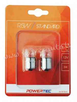 PTZ30-02B - R5W Powertec Standard BA15s R5W 5W 12V Blister - Spuldzite - UNSORTED HALOGĒNA SPULDZES Rīga