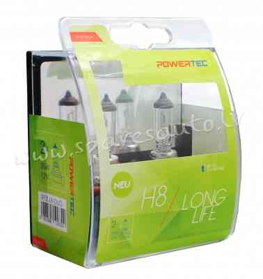 PTZLL8-DUO - H8 POWERTEC Long Life H8 bulb 12V DUO - Spuldzite Powertec Komplekts - UNSORTED HALOGĒN Rīga