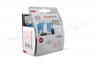 PTZUW8-DUO - H8 POWERTEC UltraWhite H8 bulb 12V DUO - Spuldzite Powertec Komplekts - UNSORTED HALOGĒ Рига - изображение 1