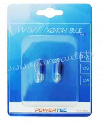 PTZXB12-02B - W5W Powertec Xenon Blue W5W T10 5W 12V Wedge BLUE Blister - Spuldzite - UNSORTED HALOG Рига