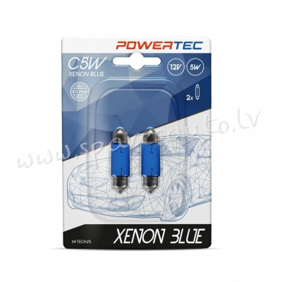 PTZXB33-02B - C5W Powertec Xenon Blue C5W 36mm SV8.5-8 5W BLUE Blister - Spuldzite Powertec Komplekt Rīga - foto 1