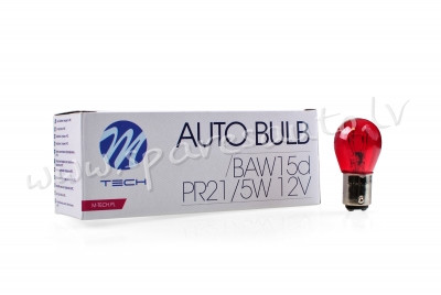 Z97 - PR21/5W M-TECH Halogen bulb PR21/5W BAW15d 12V/21/5W RED - Spuldzite - UNSORTED HALOGĒNA SPULD Рига - изображение 1