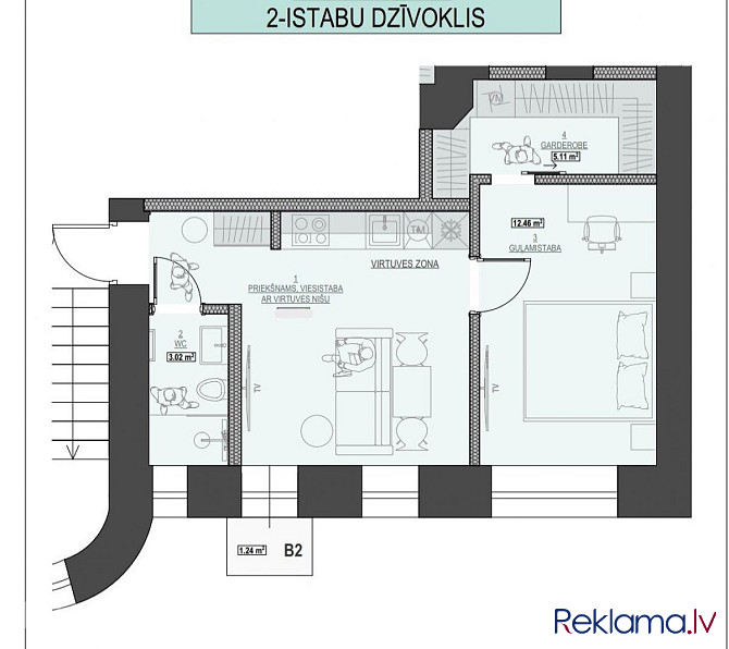 Attīstītājs piedāvā 2-istabu dzīvokli pilnībā renovētā mājā Rīgas centrā. Cena norādīta ar pilnu apd Рига - изображение 2