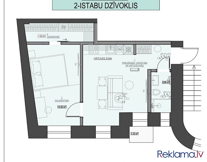 Attīstītājs piedāvā 2-istabu dzīvokli pilnībā renovētā mājā Rīgas centrā. Cena Rīga - foto 10