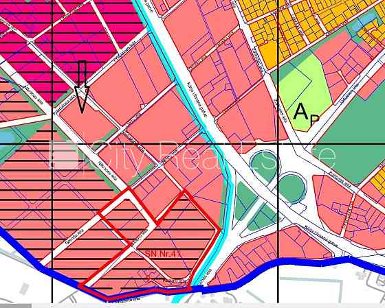Земля в собственности, зеленая территория 20000 м2, интенсивность 180 %, в Rīga