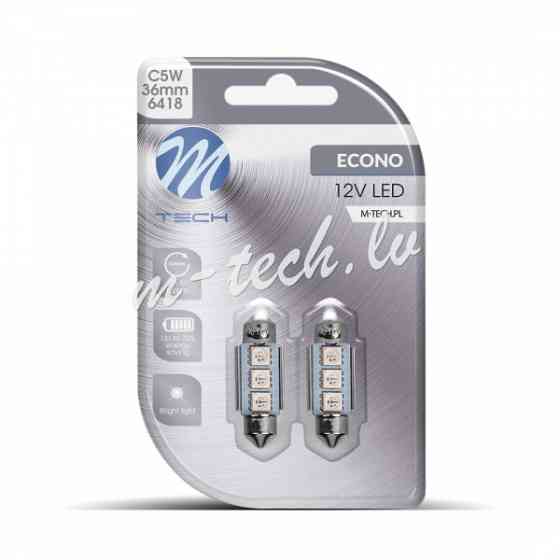 LB310B - Blister 2x M-TECH Econo LB310B - C5W 36mm. 3xSMD5050 LED. 12V CANBUS.  Blue Рига