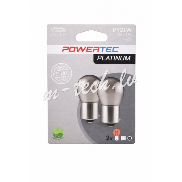 PTZCH36-02B - Powertec Platinum BAU15s PY21W S25 21W 12V CHROME Blister Rīga - foto 2