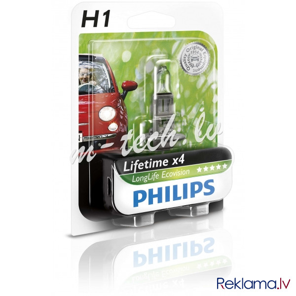 PH 12258LLECOB1 - Philips H1 LongLife EcoVision 12V55W P14.5s B1 Rīga - foto 1