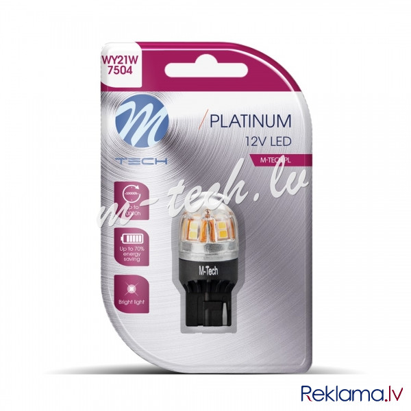 LB828Y-01B - Blister M-TECH Platinum LB828Y-01B - T20 W21W. 12-24V 15x2835SMD. CANBUS. Amber Rīga - foto 1