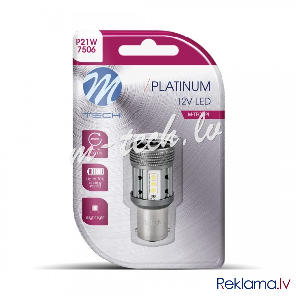 LB851W-01B - Blister M-TECH Platinum LB851W-01B - 1156 P21W. 12-24V 1x Dioda LED 12x3030SMD. CANBUS. Рига - изображение 1