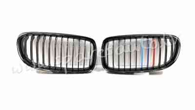 A0883 - BMW 3 E90 2008.08-2012.06 grille gloss black (3colours tapes,set2pcs) - Jauns Produkts - UNS Rīga