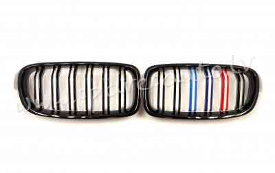 A1609 - BMW 3 F30/F31 2011- grille gloss black (3colours tapes,set2pcs) - Jauns Produkts - UNSORTED  Rīga