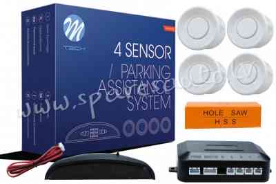 CP14W - Parking assist system - CP14 with digital display 18 mm - white - Parking Sensori - UNSORTED Rīga