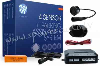 CP6B - 4-sensor parking assist system with buzzer and connectors - BLACK - Parking Sensori - UNSORTE Рига