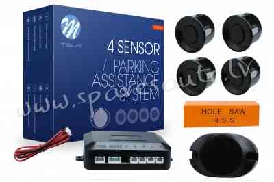 CP7B - M-TECH 4-sensor parking assist system with buzzer 4X 22mm - BLACK - Parking Sensori - UNSORTE Rīga