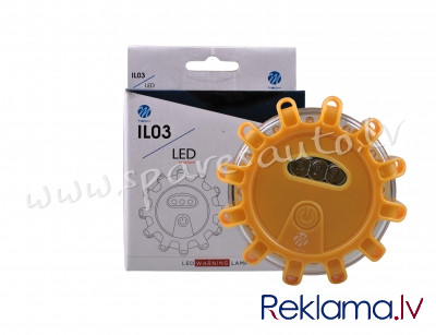 IL03 - Warning lamp 12+3 LED 3xAAA Amber - Lukturis - UNSORTED INSPECTION LAMPS Рига - изображение 1