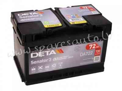 K-DA722 - Akumulators DETA SENATOR 3 DA722 12V 72Ah 720A(EN) 278x175x175 0/1 - Akumulators - UNSORTE Рига