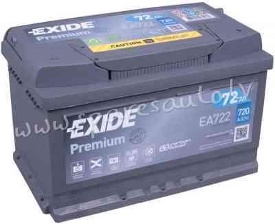 K-EA722 - Akumulators EXIDE PREMIUM EA722 12V 72Ah 720A(EN) 278x175x175 0/1 - Akumulators - UNSORTED Рига