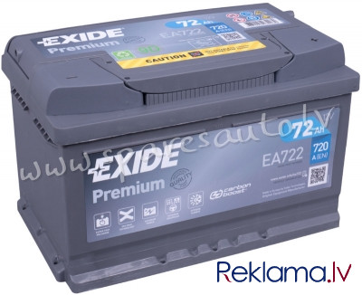 K-EA722 - Akumulators EXIDE PREMIUM EA722 12V 72Ah 720A(EN) 278x175x175 0/1 - Akumulators - UNSORTED Рига - изображение 1