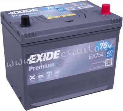 K-EA754 - Akumulators EXIDE Premium EA754 12V 75Ah  630A(EN) 270x173x222 0/1 - Akumulators - UNSORTE Rīga