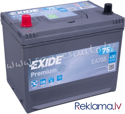 K-EA755 - Akumulators EXIDE PREMIUM EA755 12V 75Ah 630A(EN) 270x173x222 1/1 - Akumulators - UNSORTED Рига - изображение 1