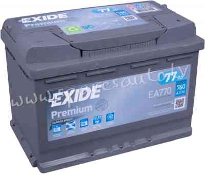 K-EA770 - Akumulators EXIDE PREMIUM EA770 12V 77Ah 760A(EN) 278x175x190 0/1 - Akumulators - UNSORTED Рига