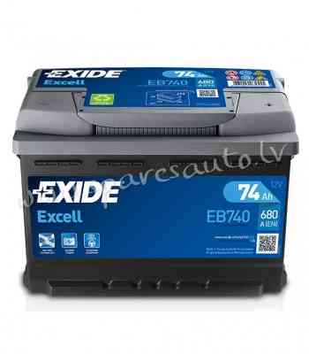 K-EB740 - Akumulators EXIDE EXCELL EB740 12V 74Ah 680A(EN) 278x175x190 0/1 - Akumulators - UNSORTED  Rīga