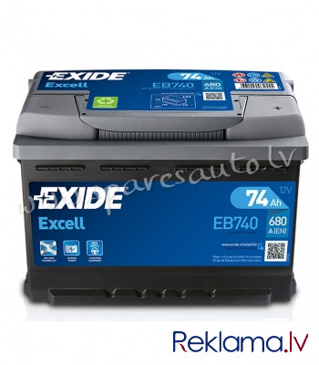 K-EB740 - Akumulators EXIDE EXCELL EB740 12V 74Ah 680A(EN) 278x175x190 0/1 - Akumulators - UNSORTED  Рига - изображение 1