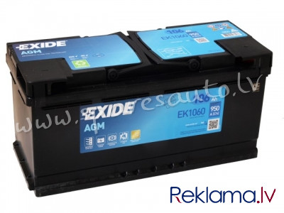 K-EK1060 - Akumulators EXIDE START-STOP AGM EK1060 12V 106Ah 950A(EN) 392x175x190 0/1 - Akumulators  Рига - изображение 1