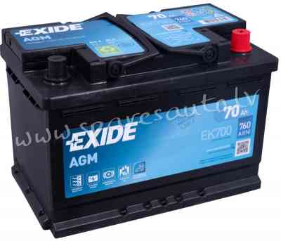 K-EK700 - Akumulators EXIDE START-STOP AGM EK700 12V 70Ah 760A(EN) 278x175x190 0/1 - Akumulators - U Rīga