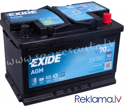 K-EK700 - Akumulators EXIDE START-STOP AGM EK700 12V 70Ah 760A(EN) 278x175x190 0/1 - Akumulators - U Рига - изображение 1