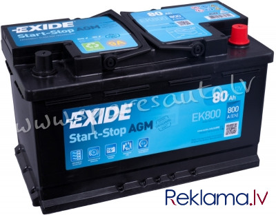 K-EK800 - Akumulators EXIDE START-STOP AGM EK800 12V 80Ah 800A(EN) 315x175x190 0/1 - Akumulators - U Рига - изображение 1