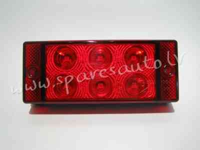 990091EE - REAR RED FOG LAMP, square, 12/24V,LED, 108x46x25mm - Aizmugurējais Lukturis - UNSORTED UN Рига