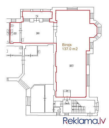 Biroja telpas ēkas 1. stāvā 137 m2 platībā. Nomas maksa 9,80 EUR/m2, telpu apsaimniekošana Rīga - foto 9