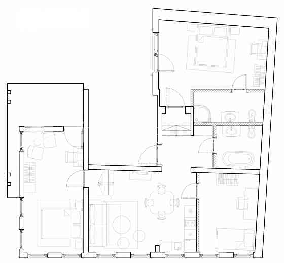 Проект - Semarah Apartamenti (Семарах Апартменты), новостройка, студио, кухня объединена с Рига