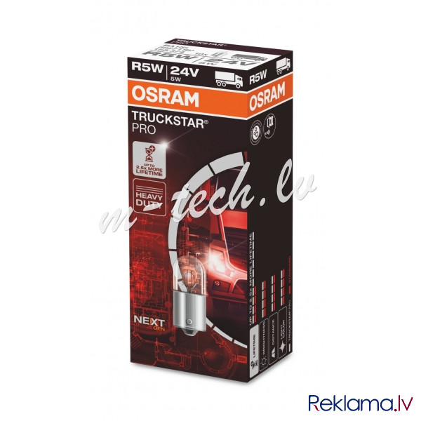 O5627TSP - Halogen OSRAM TRUCKSTAR PRO +100% BA15s 5W 24V R5W Рига - изображение 1