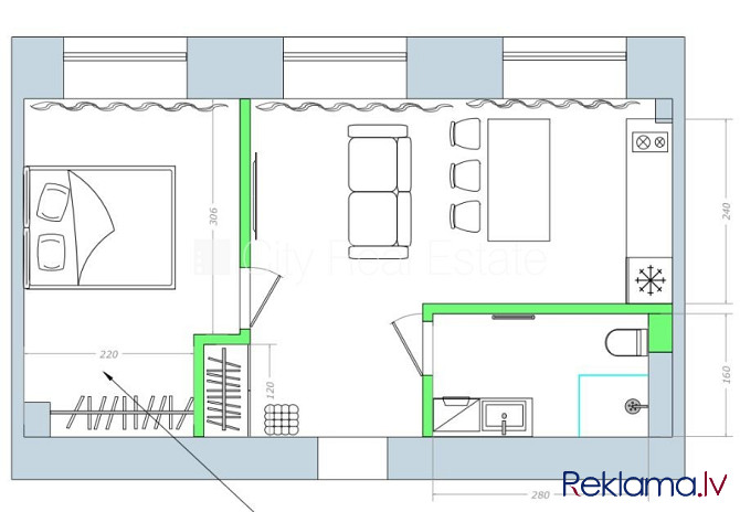 Jaunceltne, slēgts pagalms, ieeja no pagalma, ir lifts, divi balkoni 3 m2, terase 29,20 m2, logi Rīga - foto 6