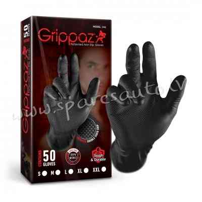 GLV-GRP-B-L - Grippaz Nitrile Fishscale 240mm 6mil 50pcs/box Black Size L - Aksesuāri - UNSORTED AUT Rīga