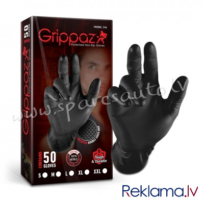 GLV-GRP-B-L - Grippaz Nitrile Fishscale 240mm 6mil 50pcs/box Black Size L - Aksesuāri - UNSORTED AUT Rīga - foto 1